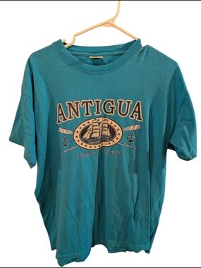 Vintage Antigua Teal Nautical Graphic Short Sleeve Tee